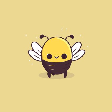 Şirin kawaii arı chibi maskot vektör çizgi film stili