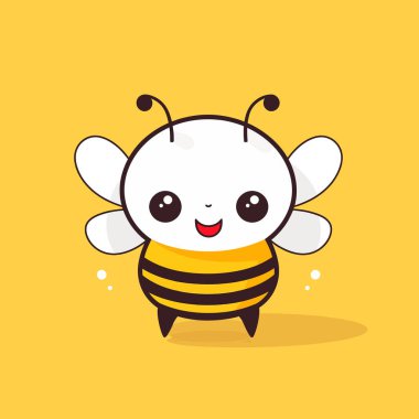 Şirin kawaii arı chibi maskot vektör çizgi film stili