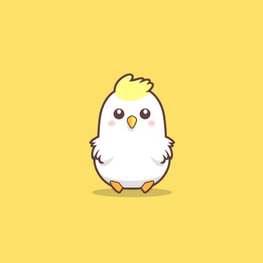 Şirin kawaii tavuk chibi maskot vektör çizgi film stili