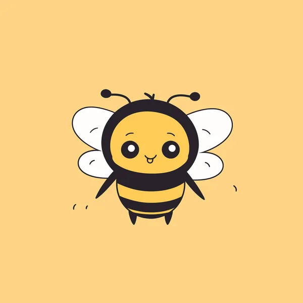 Roztomilý Kawaii Včela Chibi Maskot Vektor Karikatura Styl — Stockový vektor
