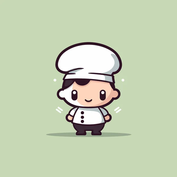 Mignon Chef Kawaii Chibi Mascotte Vectoriel Dessin Animé Style — Image vectorielle