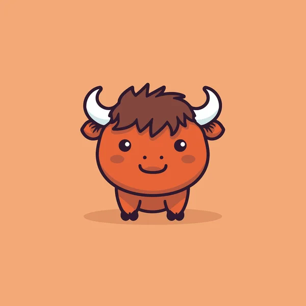 Roztomilý Kawaii Buffalo Chibi Maskot Vektor Karikatura Styl — Stockový vektor