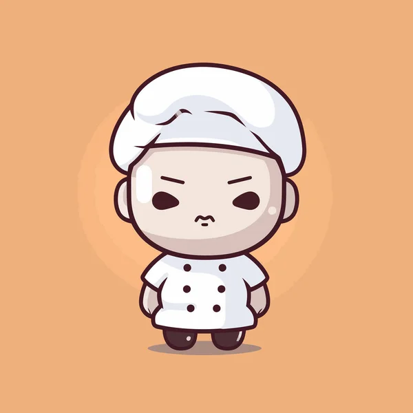Roztomilý Kawaii Chef Chibi Maskot Vektor Karikatura Styl — Stockový vektor