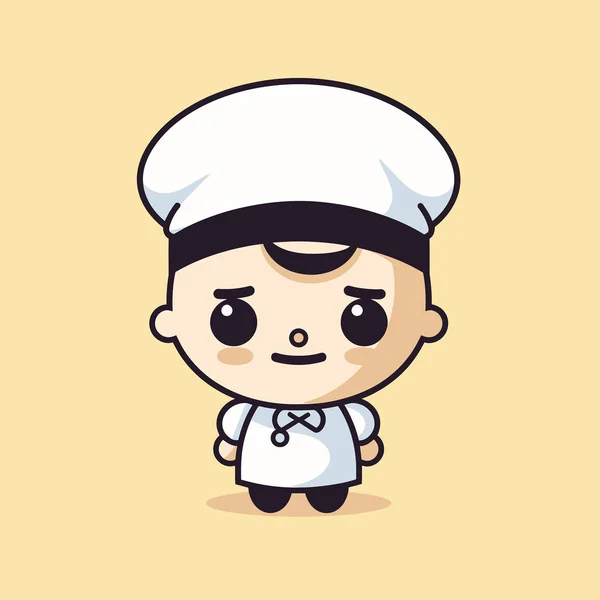 Bonito Kawaii Chef Chibi Mascote Vetor Estilo Cartoon — Vetor de Stock