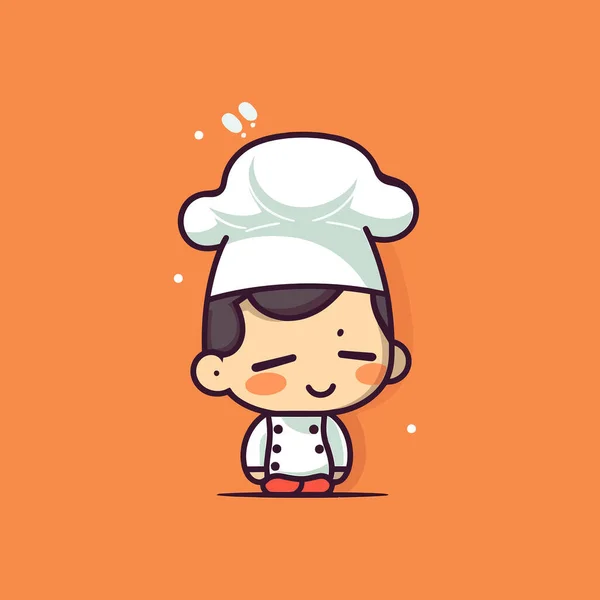 Bonito Kawaii Chef Chibi Mascote Vetor Estilo Cartoon — Vetor de Stock
