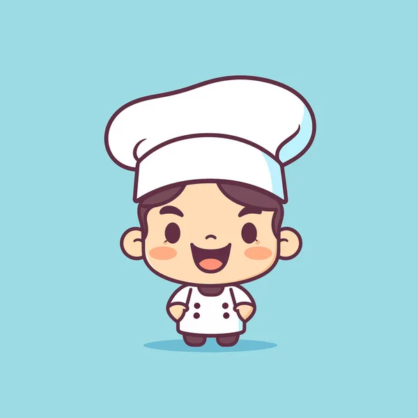 Bonito Kawaii Chef Chibi Mascote Vetor Estilo Cartoon —  Vetores de Stock