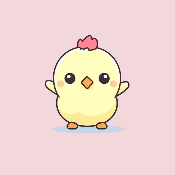 Cute Kawaii Chicken Chibi Mascot Vector 스타일 — 스톡 벡터