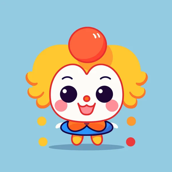 Cute Kawaii Clown Chibi Wektor Maskotka Kreskówka Styl — Wektor stockowy