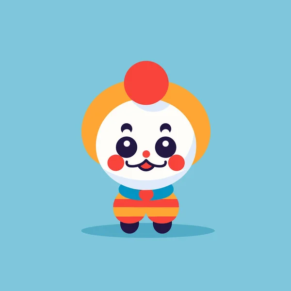 Carino Kawaii Clown Chibi Mascotte Vettore Stile Cartone Animato — Vettoriale Stock