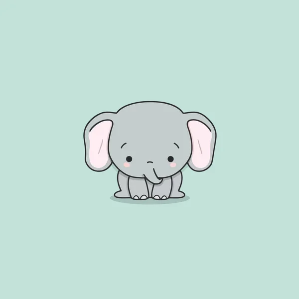 Cute Kawaii Elephant Chibi Mascot Vector Cartoon Style — Stock Vector