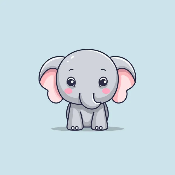Bonito Kawaii Elefante Chibi Mascote Vetor Desenho Animado Estilo —  Vetores de Stock