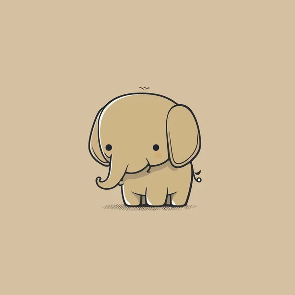 Niedliche Kawaii Elefant Chibi Maskottchen Vektor Cartoon Stil — Stockvektor
