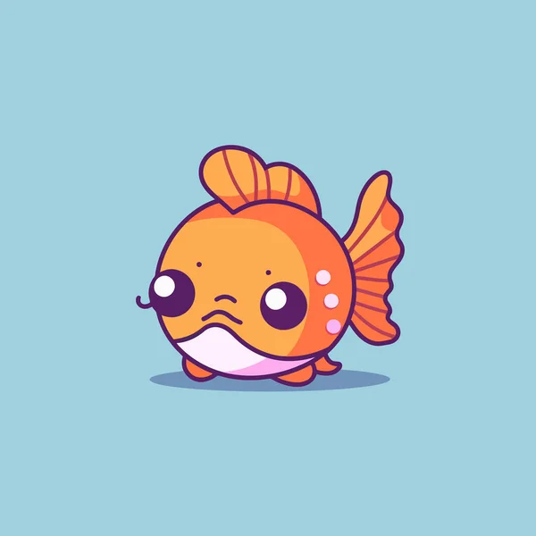 Cute Kawaii Fish Chibi Mascot Vector卡通风格 — 图库矢量图片