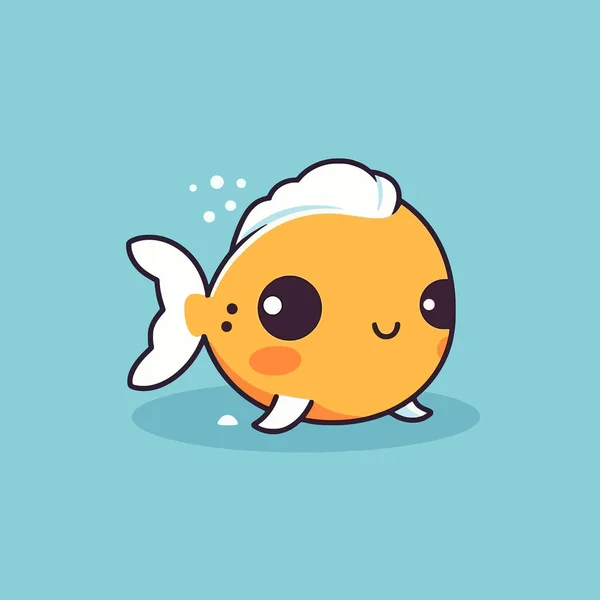 Niedliche Kawaii Fisch Chibi Maskottchen Vektor Cartoon Stil — Stockvektor
