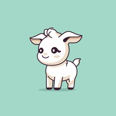 Şirin kawaii keçi chibi maskot vektör çizgi film stili