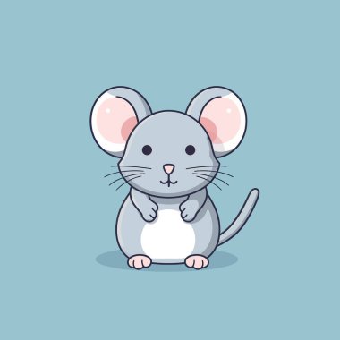 Şirin kawaii fare chibi maskot vektör çizgi film stili