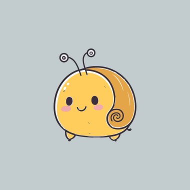 Şirin kawaii salyangoz chibi maskot vektör çizgi film stili