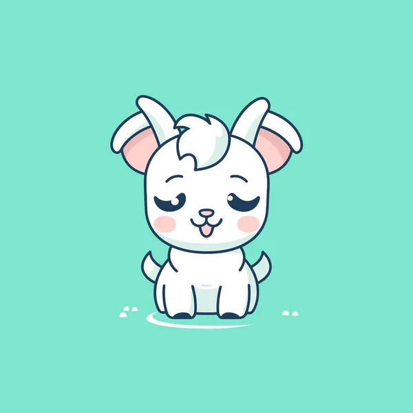 Cute Kawaii Goat Chibi Mascot Vector Cartoon Style — 스톡 벡터
