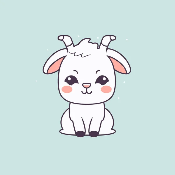 Cute Kawaii Goat Chibi Mascot Vector Cartoon Style — 스톡 벡터