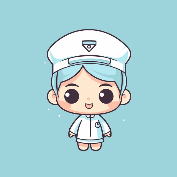 Lindo Kawaii Enfermera Chibi Mascota Vector Dibujos Animados Estilo — Vector de stock
