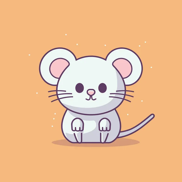 Χαριτωμένο Kawaii Ποντίκι Chibi Μασκότ Διάνυσμα Στυλ Κινουμένων Σχεδίων — Διανυσματικό Αρχείο