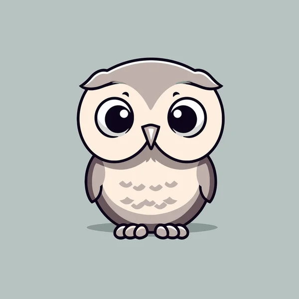 Cute Kawaii Owl Chibi Mascot Vector Cartoon Style — Stock Vector