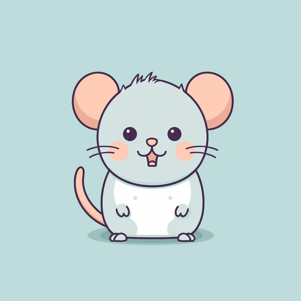Lindo Kawaii Rata Chibi Mascota Vector Dibujos Animados Estilo — Archivo Imágenes Vectoriales