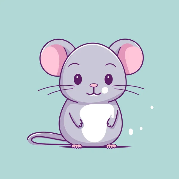 Cute Kawaii Rat Chibi Mascot Vector Cartoon Style — 스톡 벡터