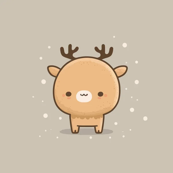 Cute Kawaii Reindeer Chibi Mascot Vector卡通风格 — 图库矢量图片
