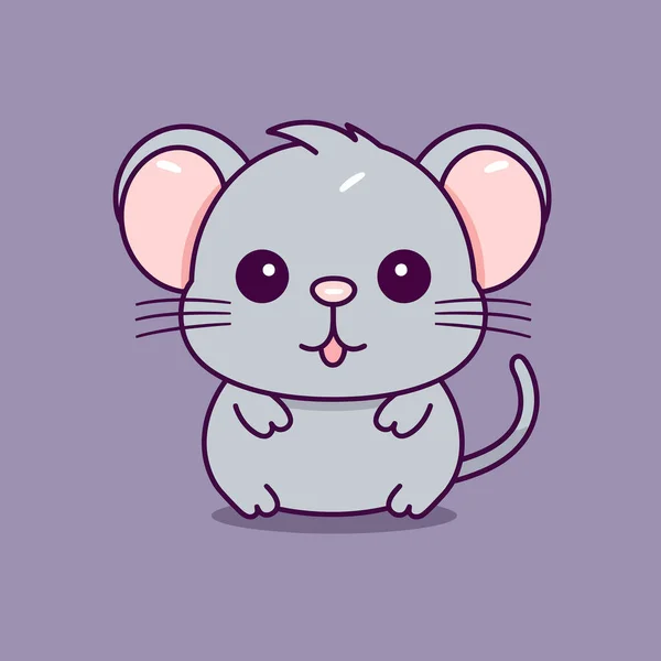 Lindo Kawaii Rata Chibi Mascota Vector Dibujos Animados Estilo — Vector de stock