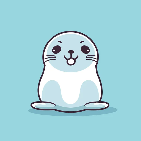 Cute Kawaii Seal Chibi Mascot Vector Cartoon Style — 스톡 벡터