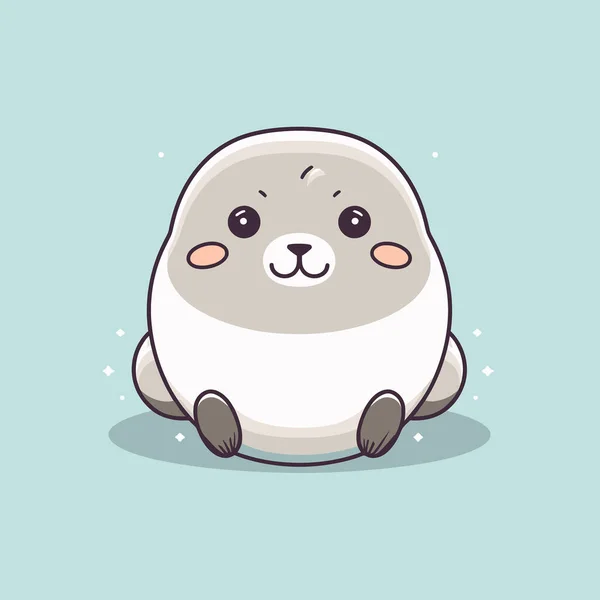 Kawaii Seal Chibi Mascot เวกเตอร การ นสไตล — ภาพเวกเตอร์สต็อก