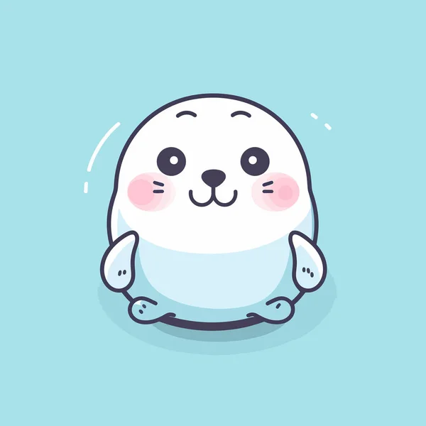 Cute Kawaii Seal Chibi吉祥物向量卡通风格 — 图库矢量图片