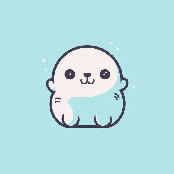 Cute Kawaii Seal Chibi Mascot Vector Cartoon Style — 스톡 벡터