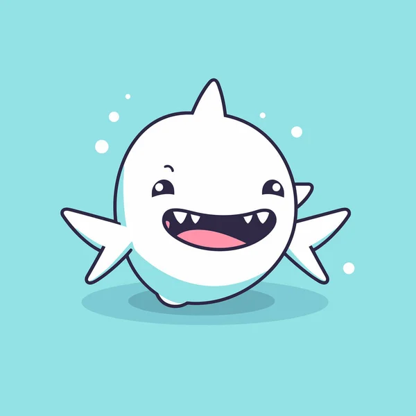 Cute Kawaii Shark Chibi Mascot Vector Cartoon Style — Stock Vector