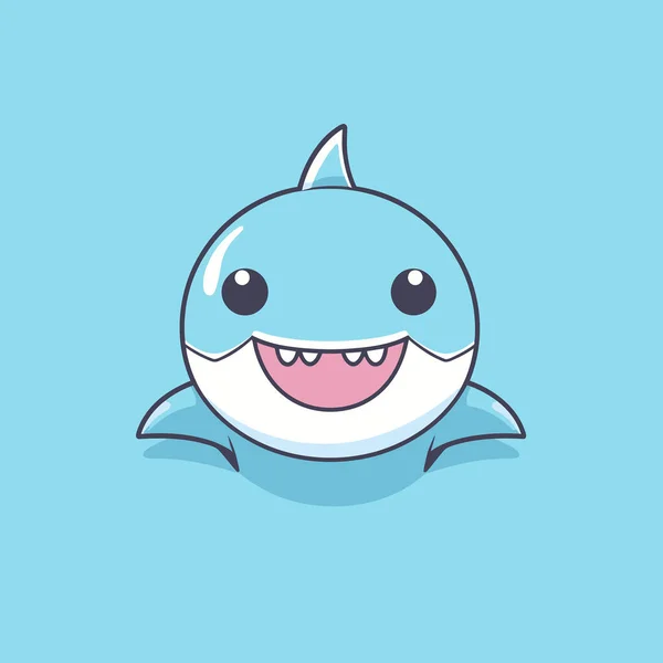 กฉลามคาวาย Chibi Mascot เวกเตอร การ นสไตล — ภาพเวกเตอร์สต็อก