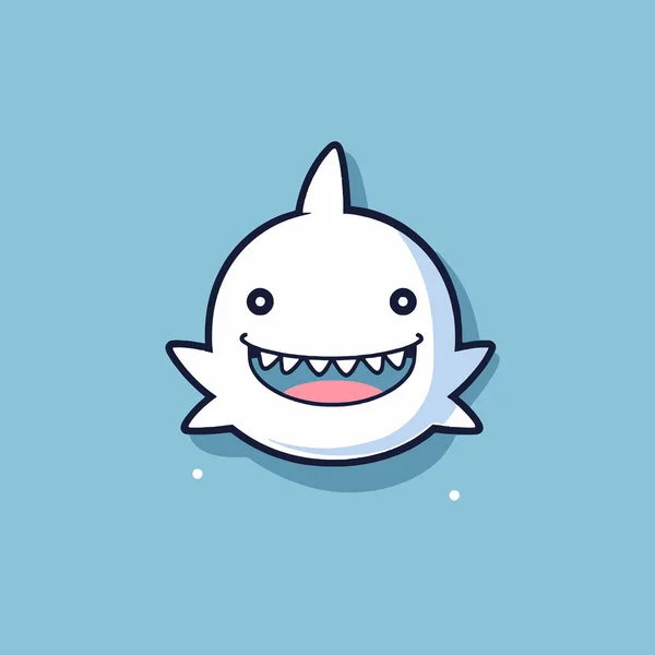 Lindo Kawaii Tiburón Chibi Mascota Vector Dibujos Animados Estilo — Vector de stock