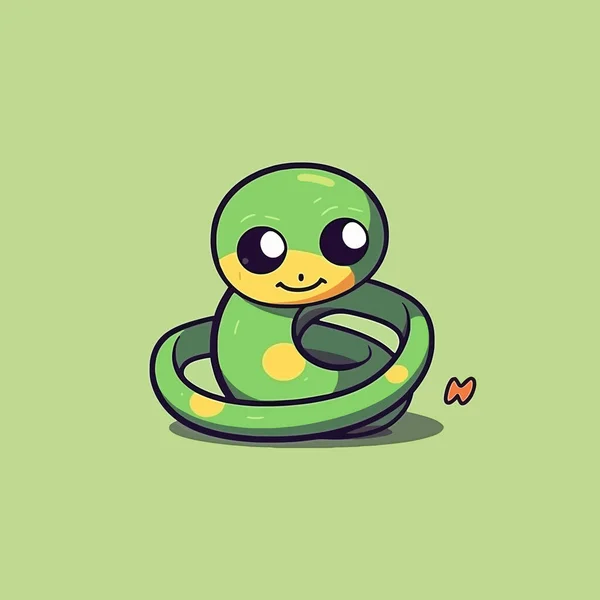 Cute Kawaii Snake Chibi Mascot Vector Cartoon Style — Stock Vector