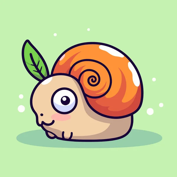 Cute Kawaii Snail Chibi吉祥物向量卡通风格 — 图库矢量图片