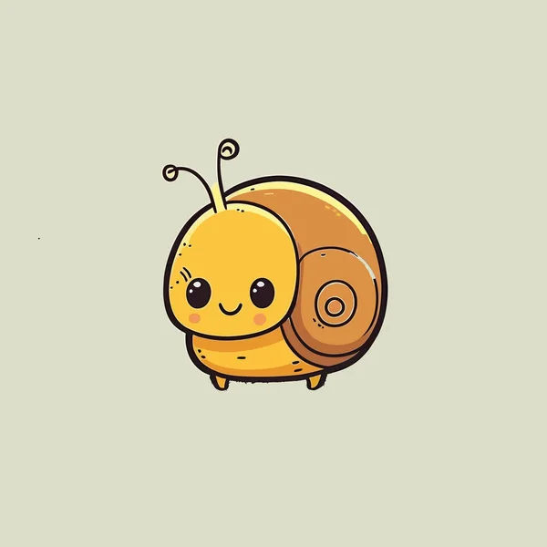 Cute Kawaii Snail Chibi Maskot Vektor Gaya Kartun - Stok Vektor