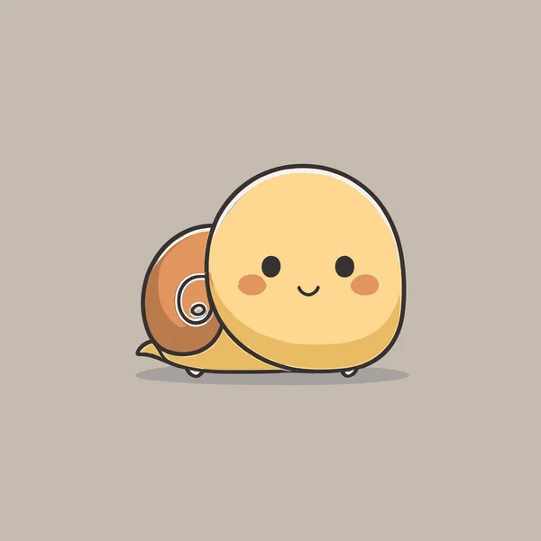 Lindo Kawaii Caracol Chibi Mascota Vector Dibujos Animados Estilo — Vector de stock