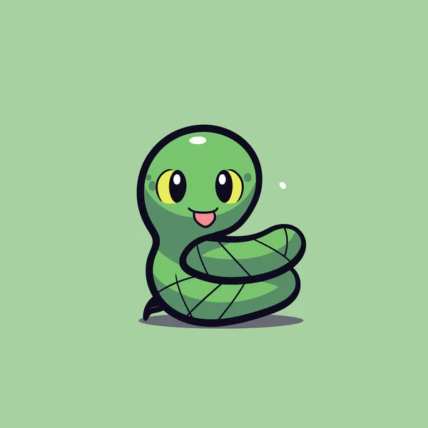 Cute Kawaii Snake Chibi Mascot Vector Cartoon Style — Stock Vector