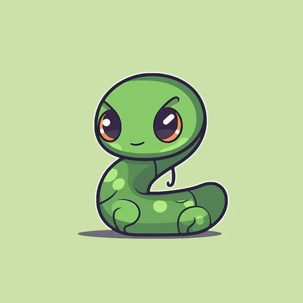 Cute Kawaii Snake Chibi Mascot Vector卡通风格 — 图库矢量图片