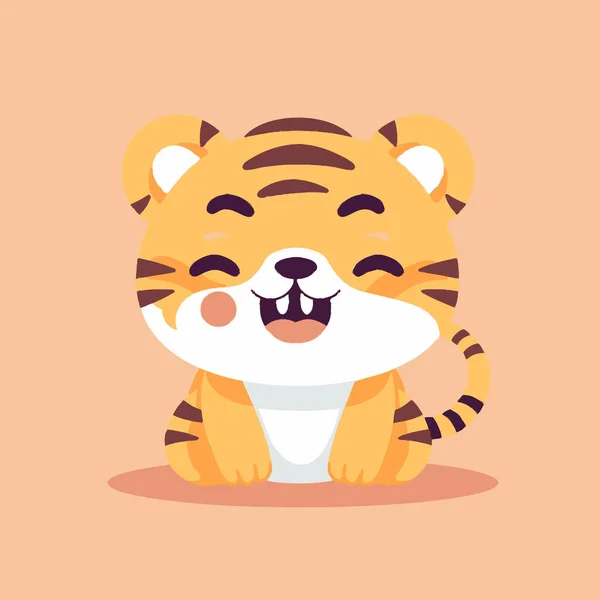 Cute Kawaii Tygrys Chibi Maskotka Wektor Kreskówka Styl — Wektor stockowy