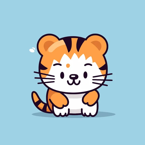 Lindo Kawaii Tigre Chibi Mascota Vector Dibujos Animados Estilo — Archivo Imágenes Vectoriales