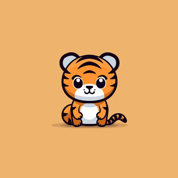 Cute Kawaii Tiger Chibi吉祥物向量卡通风格 — 图库矢量图片