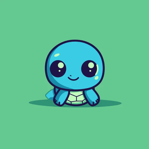 Cute Kawaii Turtle Chibi Mascot Vector卡通风格 — 图库矢量图片