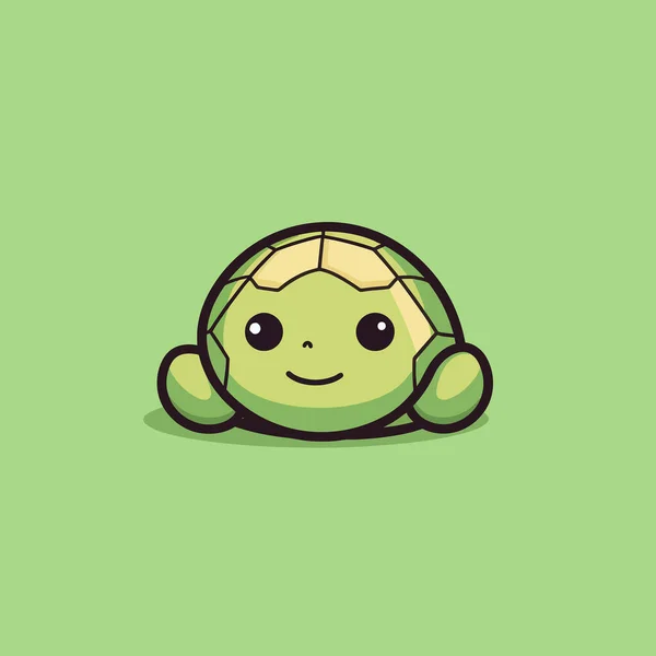 Niedliche Kawaii Schildkröte Chibi Maskottchen Vektor Cartoon Stil — Stockvektor