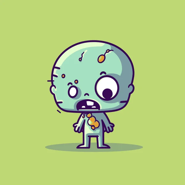 Roztomilý Kawaii Zombie Chibi Maskot Vektor Karikatura Styl — Stockový vektor