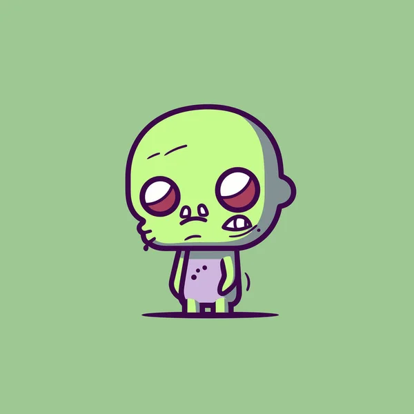 Bonito Kawaii Zombie Chibi Mascote Vetor Desenho Animado Estilo — Vetor de Stock
